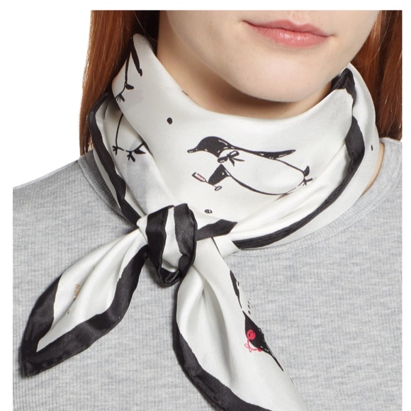 Kate Spade Accessories - Kate Spade penguin 100% silk scarf square